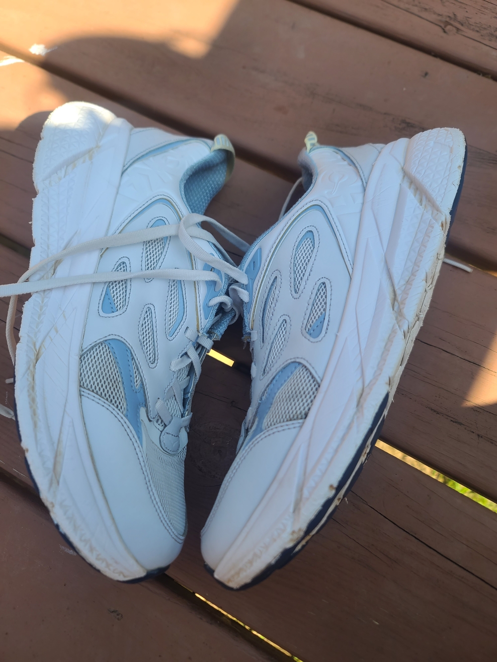 Hoka Women's White and Light Blue Running Sneakers